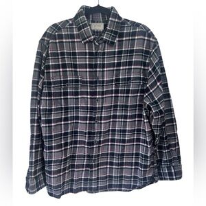 Jachs Black Grey and‎ Red Heavy Flannel Button Down Long Sleeve Shirt Size XLT
